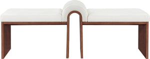 Meridian Furniture Delphine Vegan Leather Upholstered Bench with Oak Veneer Base for Bedroom or Entryway Cream Style C 22056Cream