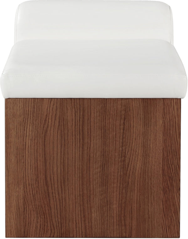 Meridian Furniture Delphine Vegan Leather Upholstered Bench with Oak Veneer Base for Bedroom or Entryway Cream Style C 22056Cream