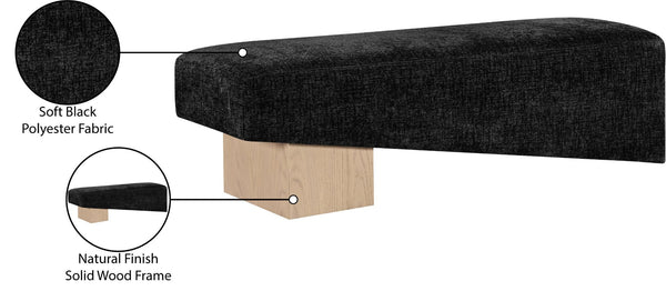 Meridian Furniture Alora Art Deco Upholstered Bench with Sculptural Wood Base for Bedroom or Entryway Use Black 22057 22057Black