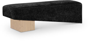 Meridian Furniture Alora Art Deco Upholstered Bench with Sculptural Wood Base for Bedroom or Entryway Use Black 22057 22057Black