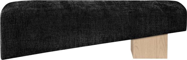 Meridian Furniture Alora Art Deco Upholstered Bench with Sculptural Wood Base for Bedroom or Entryway Use Black 22057 22057Black