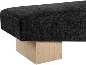 Meridian Furniture Alora Art Deco Upholstered Bench with Sculptural Wood Base for Bedroom or Entryway Use Black 22057 22057Black