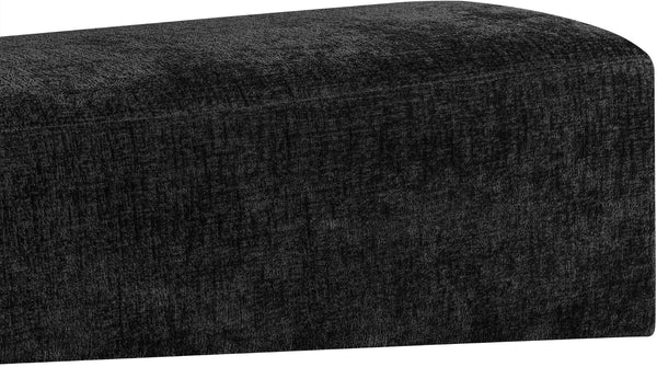 Meridian Furniture Alora Art Deco Upholstered Bench with Sculptural Wood Base for Bedroom or Entryway Use Black 22057 22057Black