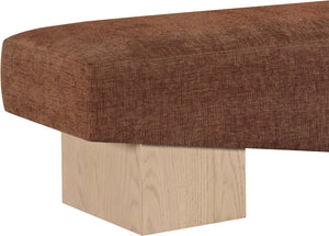 Meridian Furniture Alora Art Deco Upholstered Bench with Sculptural Wood Base for Bedroom or Entryway Use Cognac 22057 22057Cognac