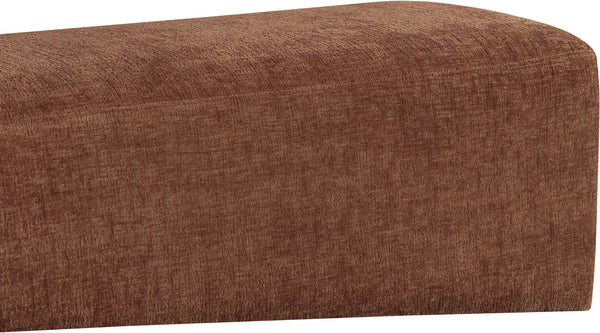 Meridian Furniture Alora Art Deco Upholstered Bench with Sculptural Wood Base for Bedroom or Entryway Use Cognac 22057 22057Cognac