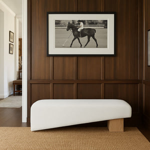 Meridian Furniture Alora Art Deco Upholstered Bench with Sculptural Wood Base for Bedroom or Entryway Use Cream 22057 22057Cream