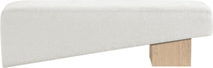 Meridian Furniture Alora Art Deco Upholstered Bench with Sculptural Wood Base for Bedroom or Entryway Use Cream 22057 22057Cream