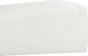 Meridian Furniture Alora Art Deco Upholstered Bench with Sculptural Wood Base for Bedroom or Entryway Use Cream 22057 22057Cream
