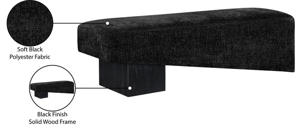 Meridian Furniture Alora Art Deco Upholstered Bench with Sculptural Wood Base for Bedroom or Entryway Use Black 22058 22058Black