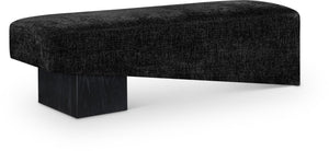 Meridian Furniture Alora Art Deco Upholstered Bench with Sculptural Wood Base for Bedroom or Entryway Use Black 22058 22058Black