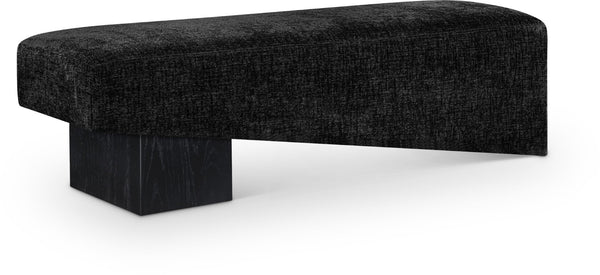 Meridian Furniture Alora Art Deco Upholstered Bench with Sculptural Wood Base for Bedroom or Entryway Use Black 22058 22058Black