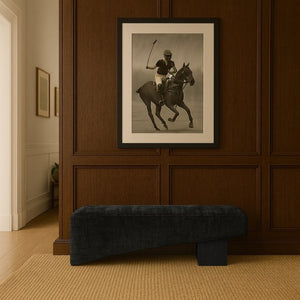 Meridian Furniture Alora Art Deco Upholstered Bench with Sculptural Wood Base for Bedroom or Entryway Use Black 22058 22058Black