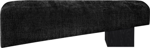 Meridian Furniture Alora Art Deco Upholstered Bench with Sculptural Wood Base for Bedroom or Entryway Use Black 22058 22058Black