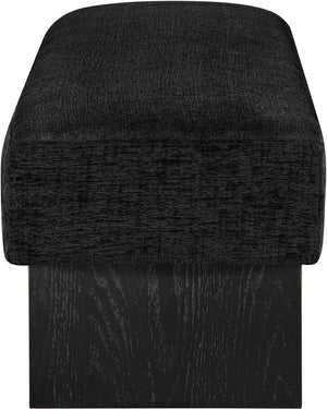Meridian Furniture Alora Art Deco Upholstered Bench with Sculptural Wood Base for Bedroom or Entryway Use Black 22058 22058Black