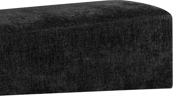 Meridian Furniture Alora Art Deco Upholstered Bench with Sculptural Wood Base for Bedroom or Entryway Use Black 22058 22058Black