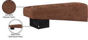 Meridian Furniture Alora Art Deco Upholstered Bench with Sculptural Wood Base for Bedroom or Entryway Use Cognac 22058 22058Cognac
