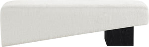 Meridian Furniture Alora Art Deco Upholstered Bench with Sculptural Wood Base for Bedroom or Entryway Use Cream 22058 22058Cream