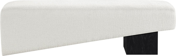 Meridian Furniture Alora Art Deco Upholstered Bench with Sculptural Wood Base for Bedroom or Entryway Use Cream 22058 22058Cream