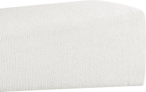 Meridian Furniture Alora Art Deco Upholstered Bench with Sculptural Wood Base for Bedroom or Entryway Use Cream 22058 22058Cream