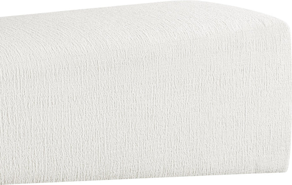 Meridian Furniture Alora Art Deco Upholstered Bench with Sculptural Wood Base for Bedroom or Entryway Use Cream 22058 22058Cream