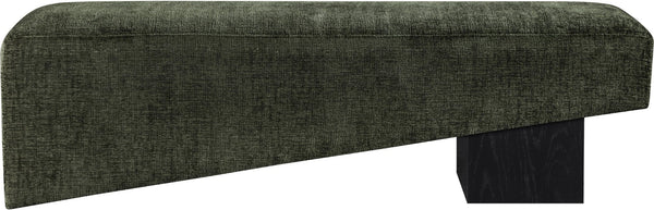Meridian Furniture Alora Art Deco Upholstered Bench with Sculptural Wood Base for Bedroom or Entryway Use Green 22058 22058Green