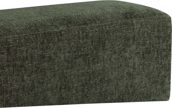 Meridian Furniture Alora Art Deco Upholstered Bench with Sculptural Wood Base for Bedroom or Entryway Use Green 22058 22058Green