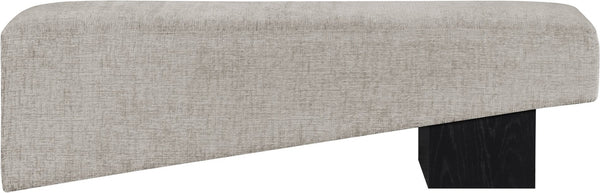 Meridian Furniture Alora Art Deco Upholstered Bench with Sculptural Wood Base for Bedroom or Entryway Use Grey 22058 22058Grey