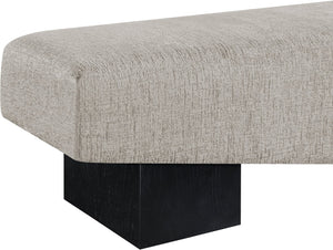 Meridian Furniture Alora Art Deco Upholstered Bench with Sculptural Wood Base for Bedroom or Entryway Use Grey 22058 22058Grey