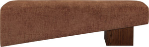 Meridian Furniture Alora Art Deco Upholstered Bench with Sculptural Wood Base for Bedroom or Entryway Use Cognac 22059 22059Cognac