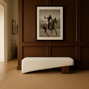 Meridian Furniture Alora Art Deco Upholstered Bench with Sculptural Wood Base for Bedroom or Entryway Use Cream 22059 22059Cream