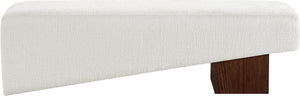 Meridian Furniture Alora Art Deco Upholstered Bench with Sculptural Wood Base for Bedroom or Entryway Use Cream 22059 22059Cream