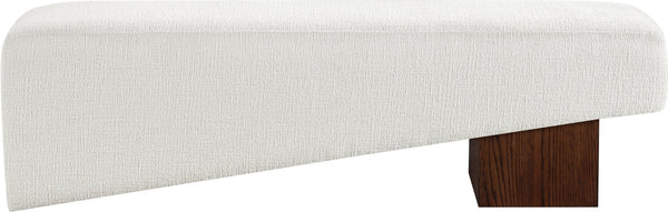 Meridian Furniture Alora Art Deco Upholstered Bench with Sculptural Wood Base for Bedroom or Entryway Use Cream 22059 22059Cream
