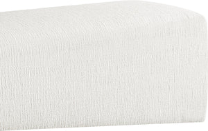 Meridian Furniture Alora Art Deco Upholstered Bench with Sculptural Wood Base for Bedroom or Entryway Use Cream 22059 22059Cream
