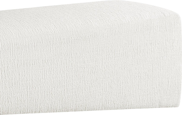 Meridian Furniture Alora Art Deco Upholstered Bench with Sculptural Wood Base for Bedroom or Entryway Use Cream 22059 22059Cream