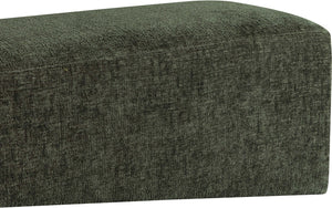 Meridian Furniture Alora Art Deco Upholstered Bench with Sculptural Wood Base for Bedroom or Entryway Use Green 22059 22059Green