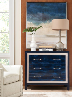 Lexington Artistica Home Invicta Hall Chest - Contemporary Navy Faux Horn Design With Self-closing Drawers & Unique Hardware Navy Blue Wood 2205-973