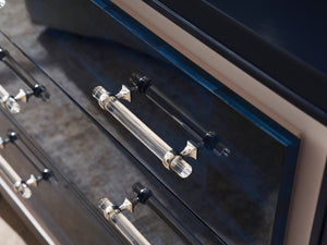 Lexington Artistica Home Invicta Hall Chest - Contemporary Navy Faux Horn Design With Self-closing Drawers & Unique Hardware Navy Blue Wood 2205-973