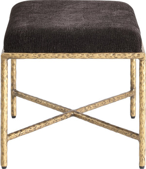 Meridian Furniture Valley Chenille Upholstered Bench with Brass Iron Legs for Bedroom or Entryway 22061Brown