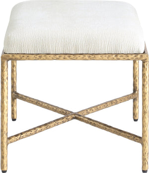 Meridian Furniture Valley Chenille Upholstered Accent Bench with Brushed Brass Iron Legs for Bedroom Entry 22061Cream