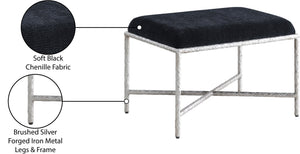 Meridian Furniture Valley Chenille Upholstered Bench with Iron Legs for Bedroom or Entryway Accent 22062Black