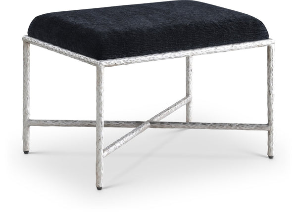 Meridian Furniture Valley Chenille Upholstered Bench with Iron Legs for Bedroom or Entryway Accent 22062Black
