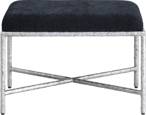 Meridian Furniture Valley Chenille Upholstered Bench with Iron Legs for Bedroom or Entryway Accent 22062Black