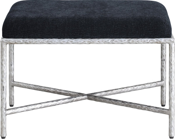 Meridian Furniture Valley Chenille Upholstered Bench with Iron Legs for Bedroom or Entryway Accent 22062Black