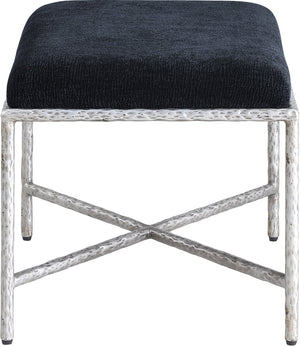 Meridian Furniture Valley Chenille Upholstered Bench with Iron Legs for Bedroom or Entryway Accent 22062Black