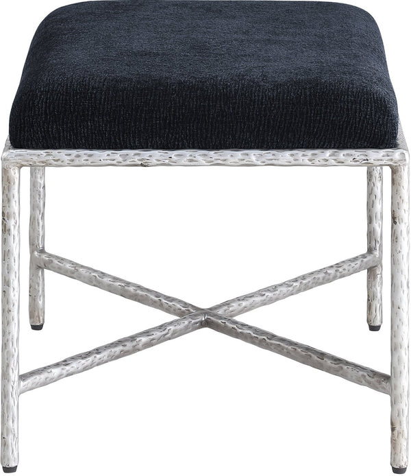 Meridian Furniture Valley Chenille Upholstered Bench with Iron Legs for Bedroom or Entryway Accent 22062Black