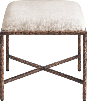Meridian Furniture Valley Chenille Upholstered Accent Bench with Brushed Bronze Iron Base for Bedroom 22063Beige