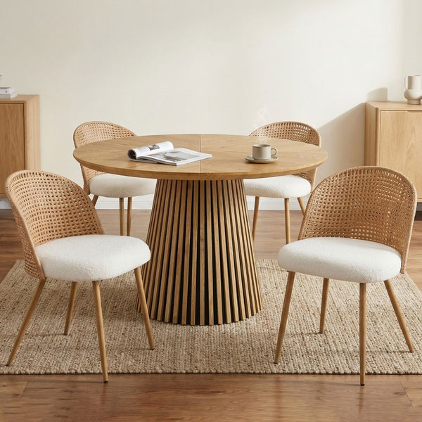 English Elm Wicker Rattan Dining Chair Set of Two with Foam Cushion Bohemian Kitchen Seating W3590P453805