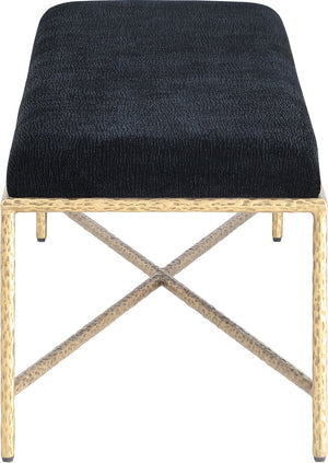 Meridian Furniture Valley Chenille Upholstered Bench with Brass Legs for Bedroom or Entryway Decor 22064Black