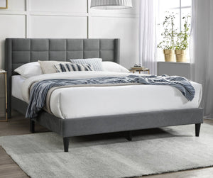 English Elm Modern Diamond Tufted Platform Bed Burlap Upholstered Frame for Loft Bedrooms Gray B011P418599