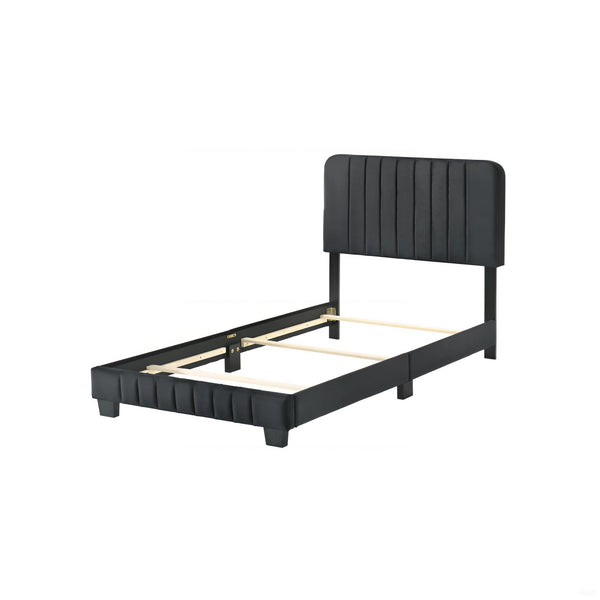 English Elm Contemporary Velvet Full Bed with Durable Frame, Lively Finish and Modern Lines for Stylish Bedrooms Black 28.5 L x 44.5 W x 5 H B078107885